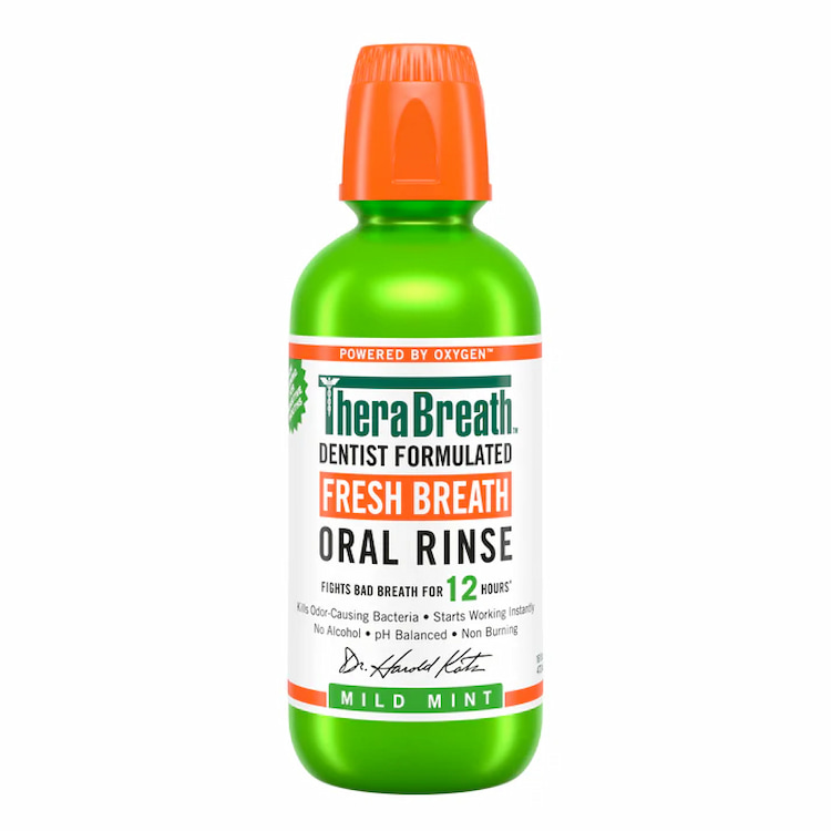 A photo of TheraBreath Fresh Breath Oral Rinse mouthwash as the best mouthwash in Canada