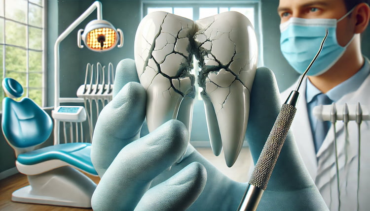 Cracked teeth in dental office setting.